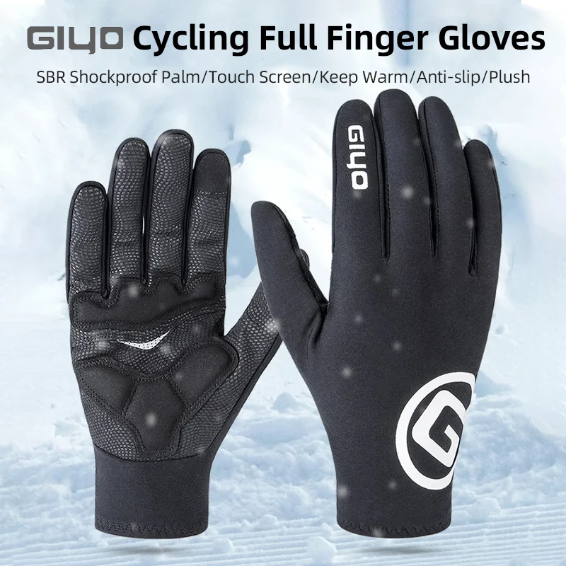 

New GIYO Bicycle Winter Gloves MTB Road Bike Thicken Warm Touch Screen Full Finger Gloves Cycling Outdoor Sports Thermal Mittens