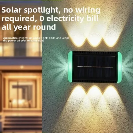 Solar Outdoor Wall Light, Up & Down Ambient Wash Light for Fence & Yard Decor