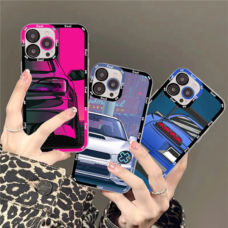 

Japan JDM Sports Cars Comic.png Phone Case For IPhone 11 12 13 14 Mini Pro Max XR X XS TPU Clear Case For 8 7 6 Plus SE 2020