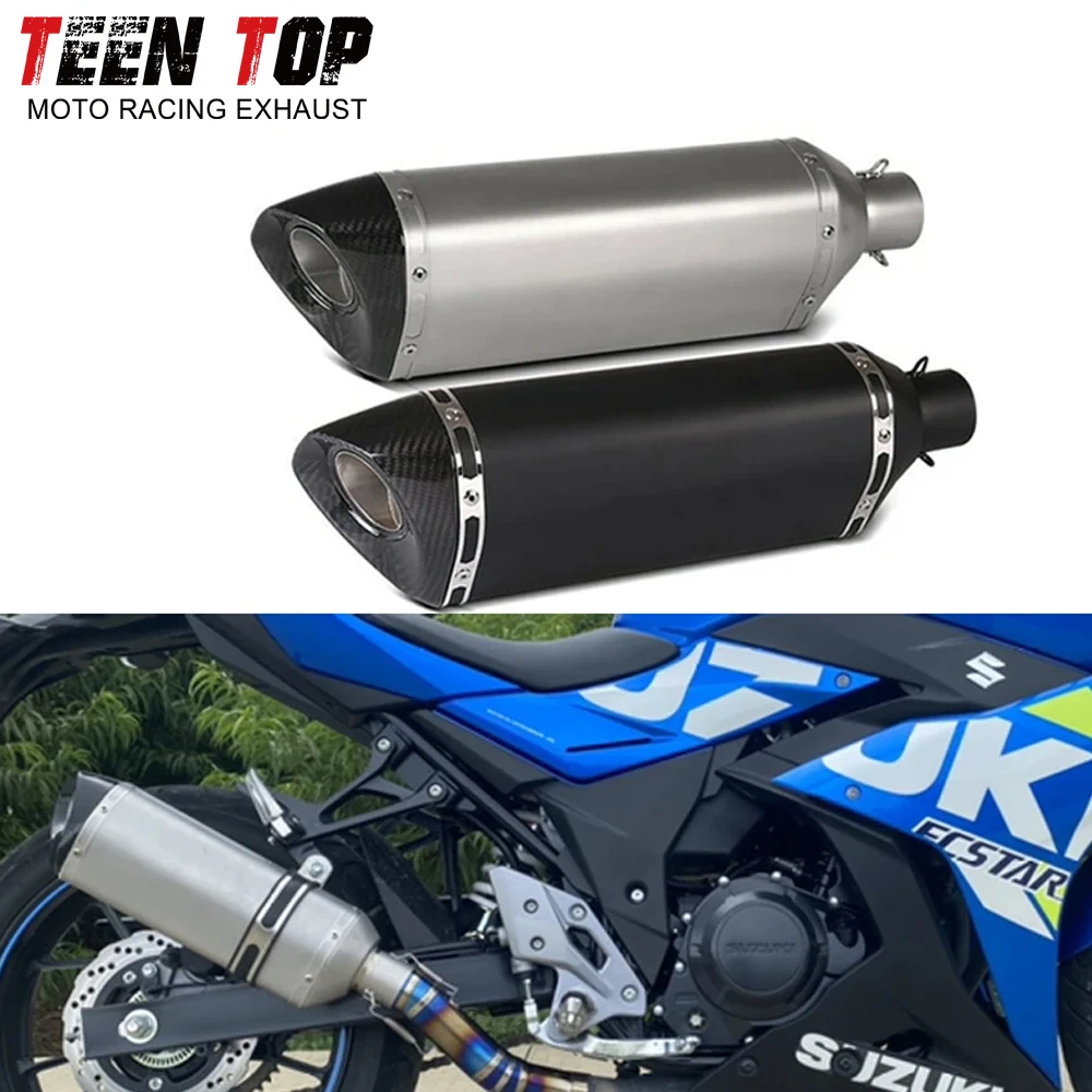 Motorcycle 51mm Universal Carbon Fiber Silencer Moto 470mm Exhaust Muffler Modified Z1000 Ninja650 Ninja400 GSXS1000 MT09