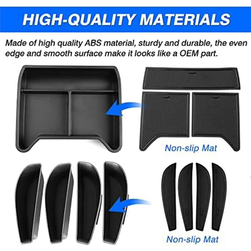 ل Id.4 VW Id4 2021-2023 صندوق تخزين وحدة التحكم المركزية وحدة التحكم المركزية أسفل إدراج صينية صندوق تخزين جانبي للباب #3