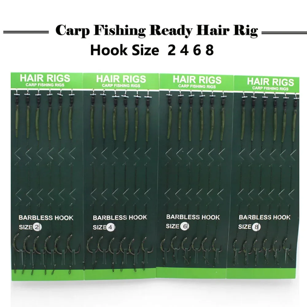 6pack Carp Fishing Rig Hooks Size 2/4/6/8 Carp Hair Rigs Ronnie Carp Hooklink Micro Barbed Hook  For For Carp Tackle Accessories