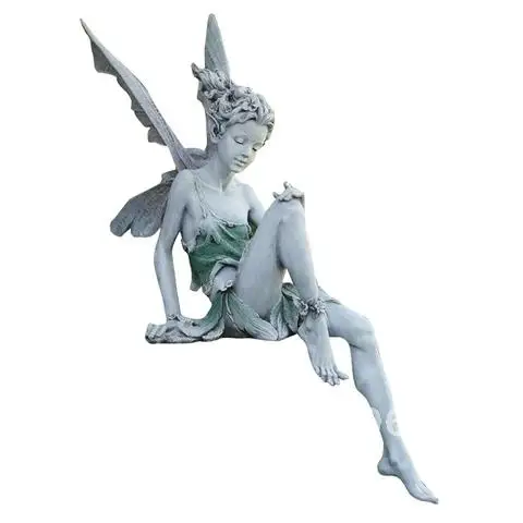 

Flower Fairy Sculpture Garden Landscaping Yard Art Ornament Resin Turek Sitting Statue Outdoor Angel Girl Figurines Craft