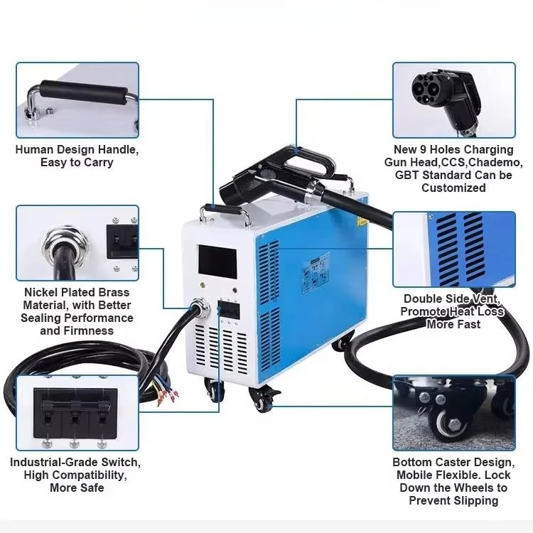 Wholesale Price Chademo 7KW 20KW 30KW DC EV Portable Charger Electric Car Movable Charging Station Plug Play Version New CE