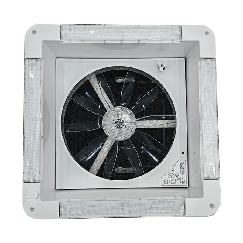RV Caravan Accessories 340x340mm UV-Resistance Roof Vent Two-way Ventilation Exhaust Fan Roof Hatch with LED Lights