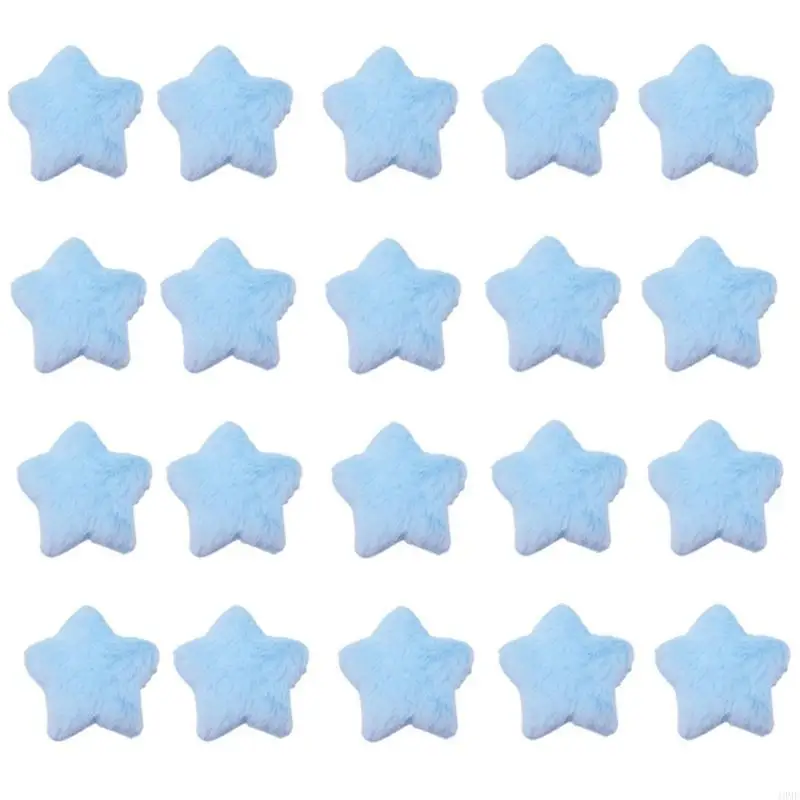 

49MF 20pcs Plush Padded Star for DIY Hair Clip Making Material Craft Headbands Appliques Sewing Headwear Clothing Garment