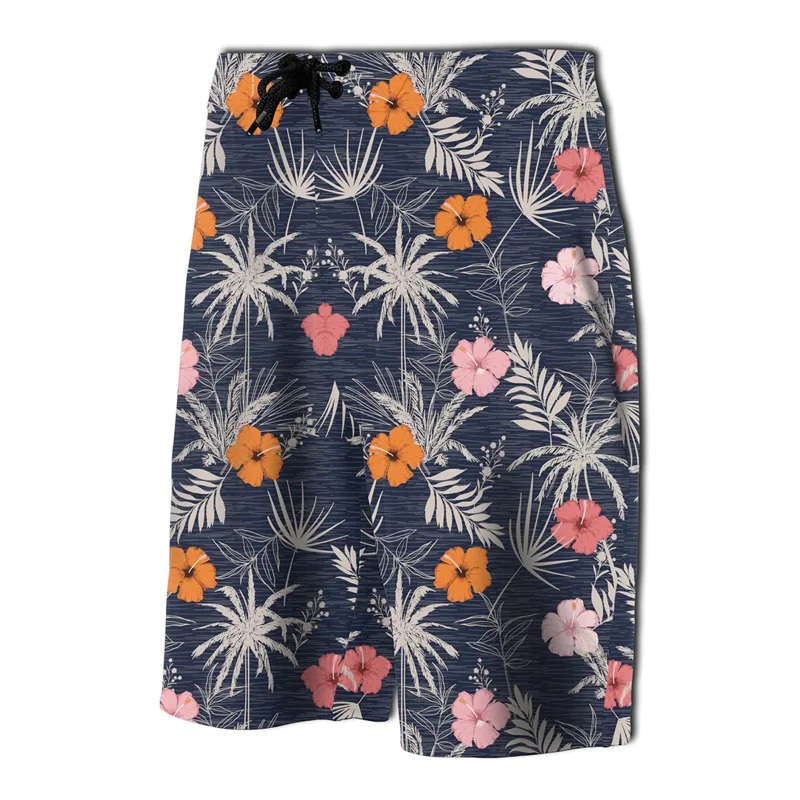 Tropical Flamingo Grey Board Shorts Hawaii Men's Shorts Women Vacation Beach Short Pants Polynesian Floral Shorts Swim Trunks