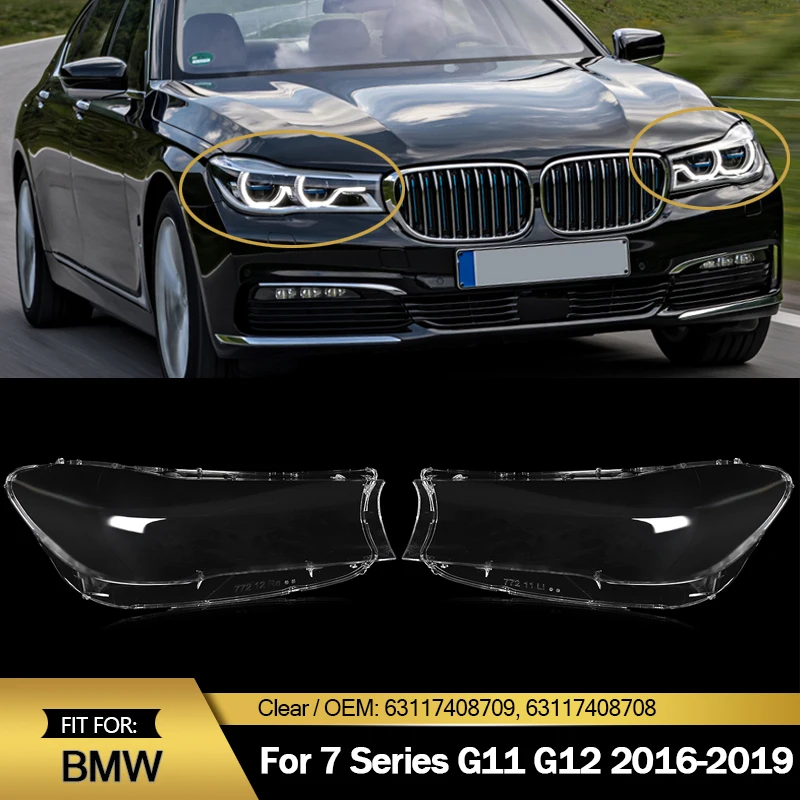 Front Lights Shell Headlight Lens Cover For BMW 7 Series G11 G12 740i 750i 4-Door 2016-2019 Shell Clear Headlamp Shade Assembly
