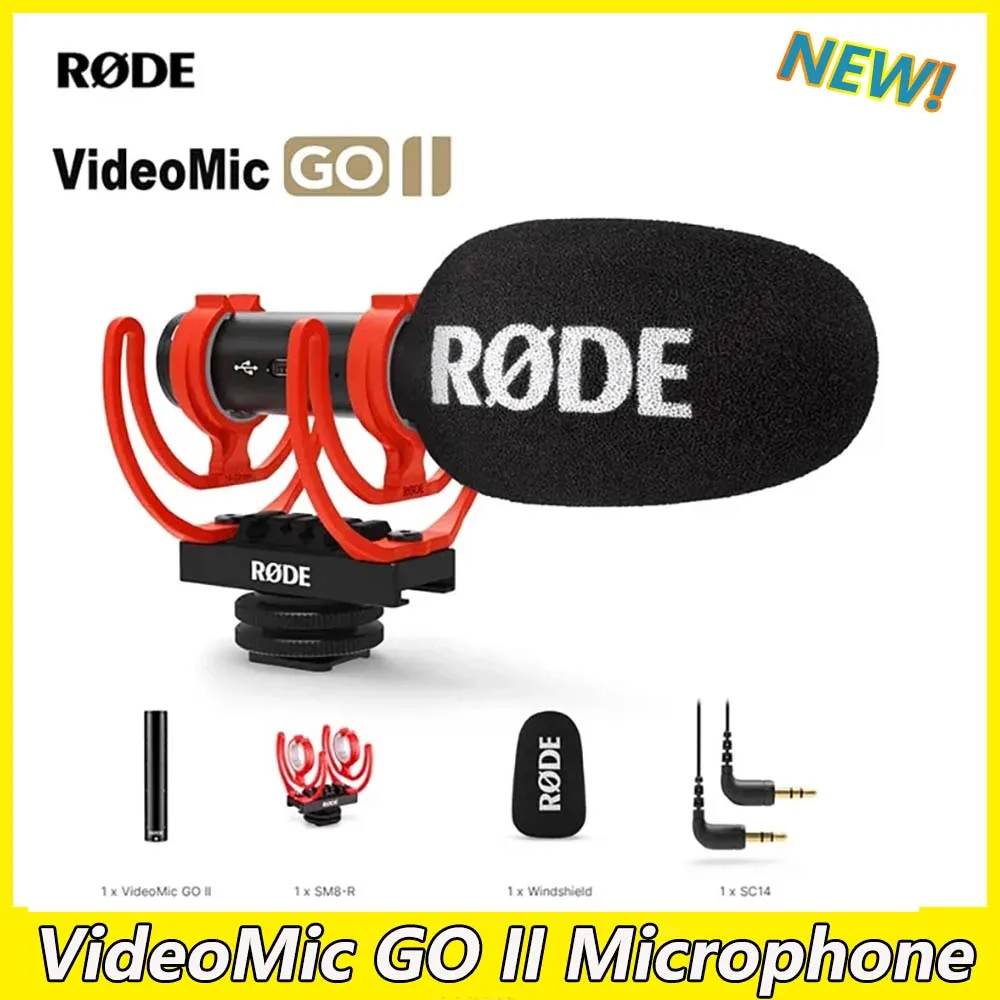 Rode VideoMic GO II Studio Video Microphone for PC Phone DSLR Camera Streaming Audio Video Live Recording