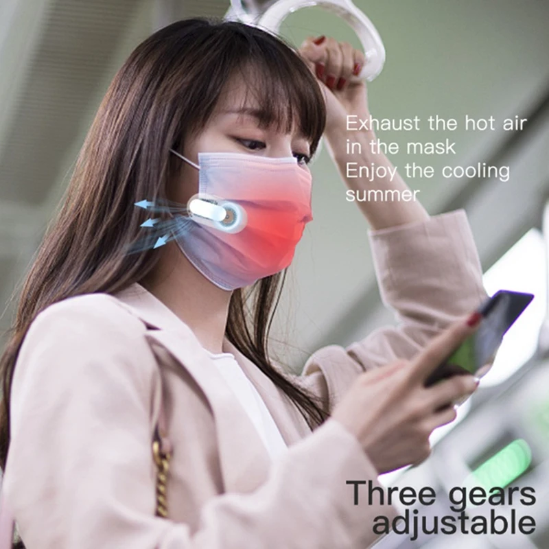 Portable Reusable Mask Clip-On Wearable Sports Cooling Air Filter Type-C UV-C Disinfection Lamp Exhaust Mini Fan