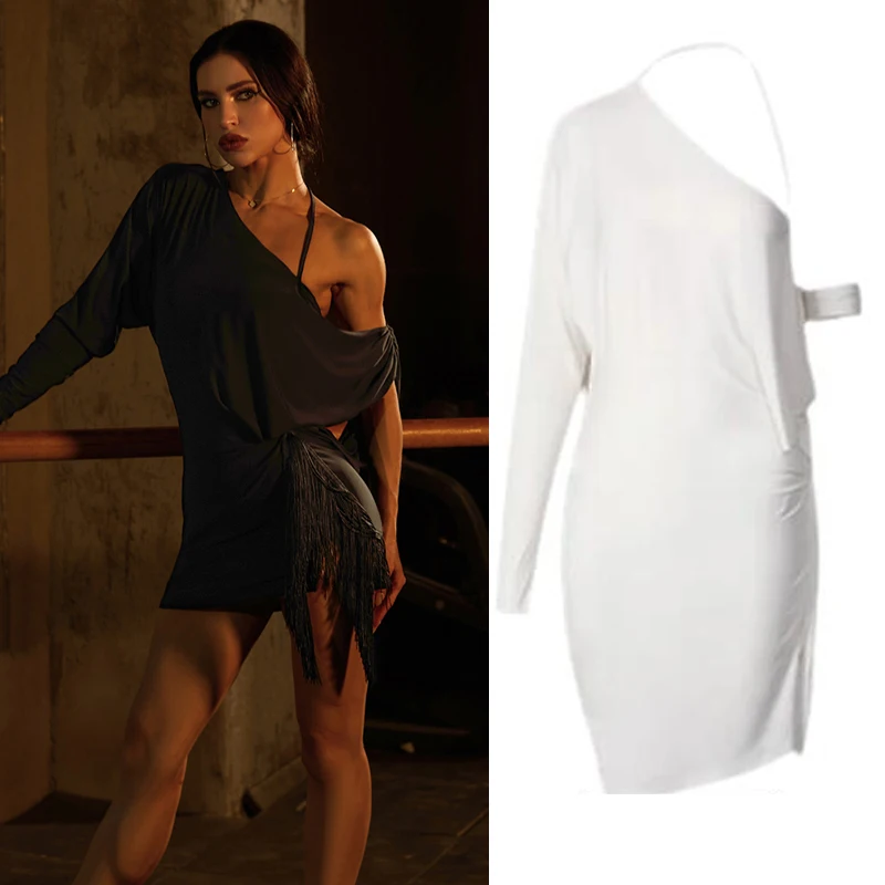 

Профессиональное платье для латиноамериканских танцев с наклонными плечами, женское сексуальное платье для латиноамериканских танцев с бахромой для взрослых, танцевальная одежда для самбы, чамбы, 10792