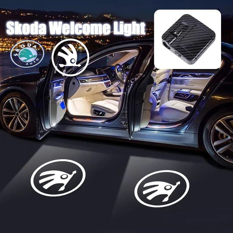 

Car Door Welcome Light LED HD Projector Lamp Decoration For Skoda Octavia Superb Rapid Kodiaq Karoq Fabia Kamiq Enyaq Yeti Scala