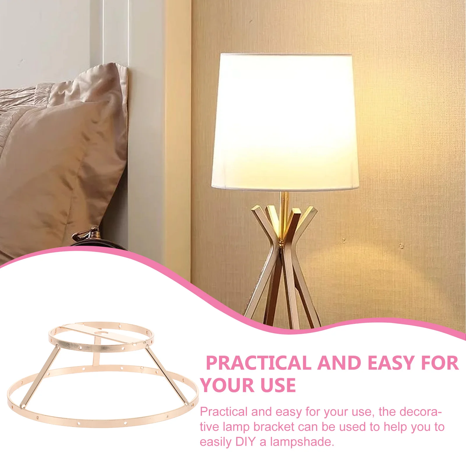 

Metal Lampshade Frame 14 5cm Double Layer Silver DIY Table Lamp Shade Bracket Shells Chandelier Accessories Lampshade Making