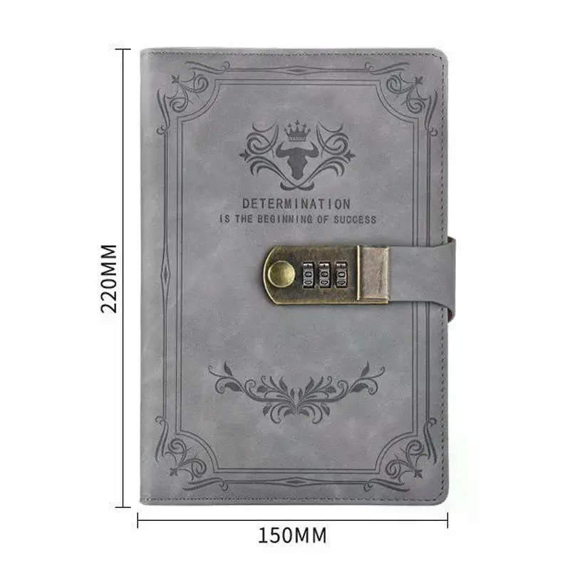 A5 200 Pages Retro Password Book with Lock Diary Thickened Creative Hand Ledger Student Notepad Stationery Notebook Binder