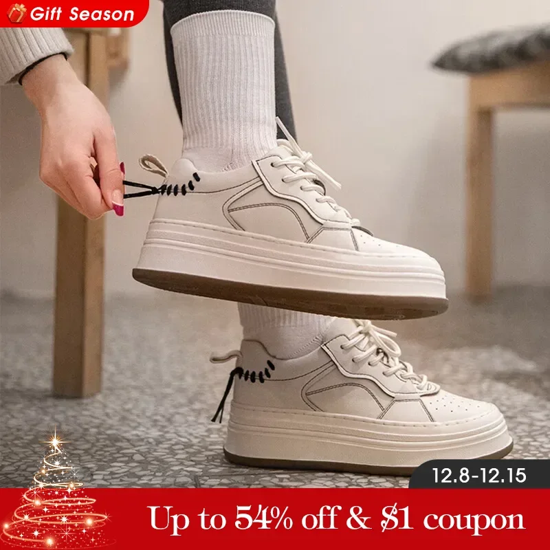 Maden-Thick Bottom Vintage Casual Shoes for Women, Brand Designer, Sport Sneaker, Female Round Toe Athletic Skateboard Shoes