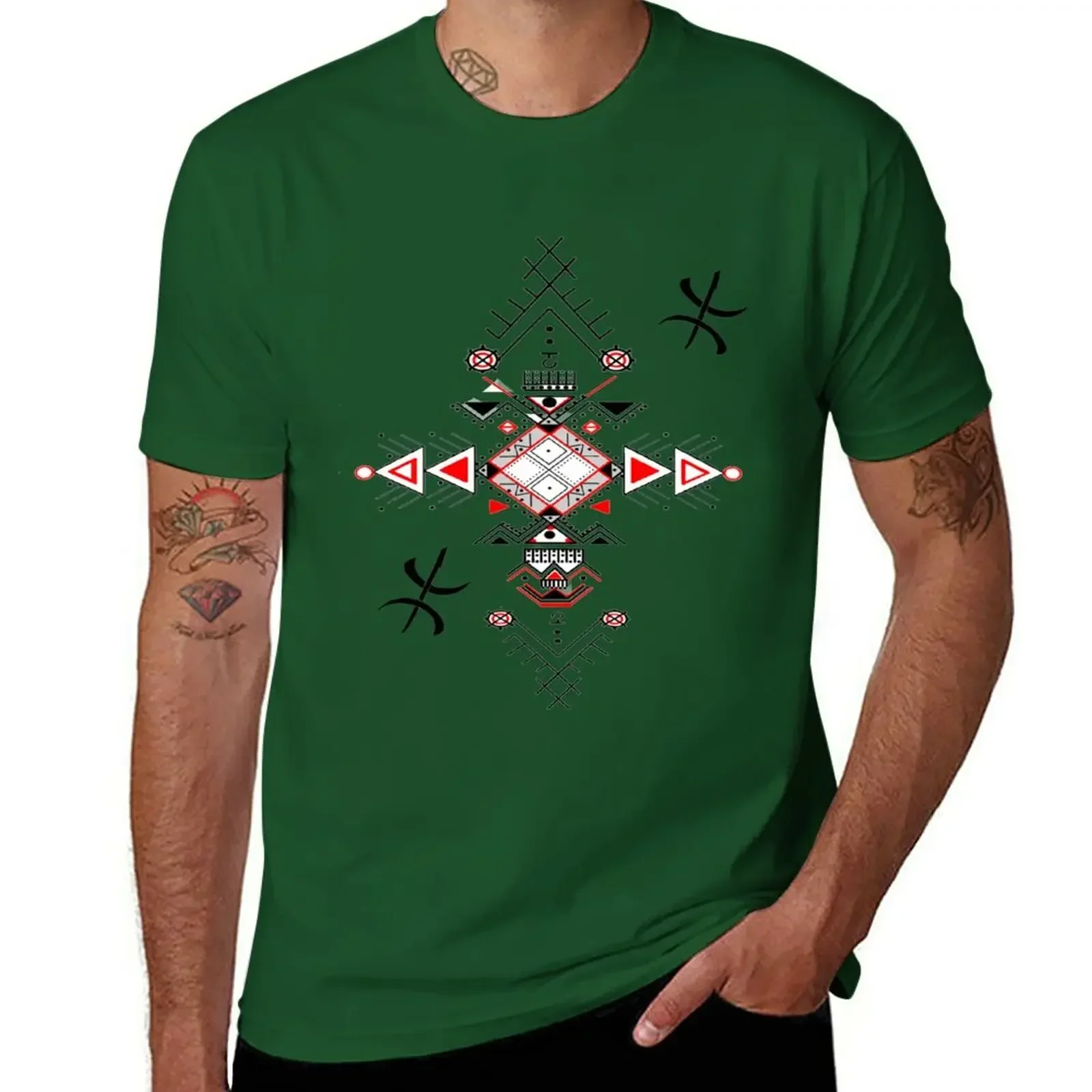 hippie clothes boys t shirts plus size tops T-shirt men New Amazigh Kabyle Berber patterns T-Shirt  graphic t shirts  COTTON