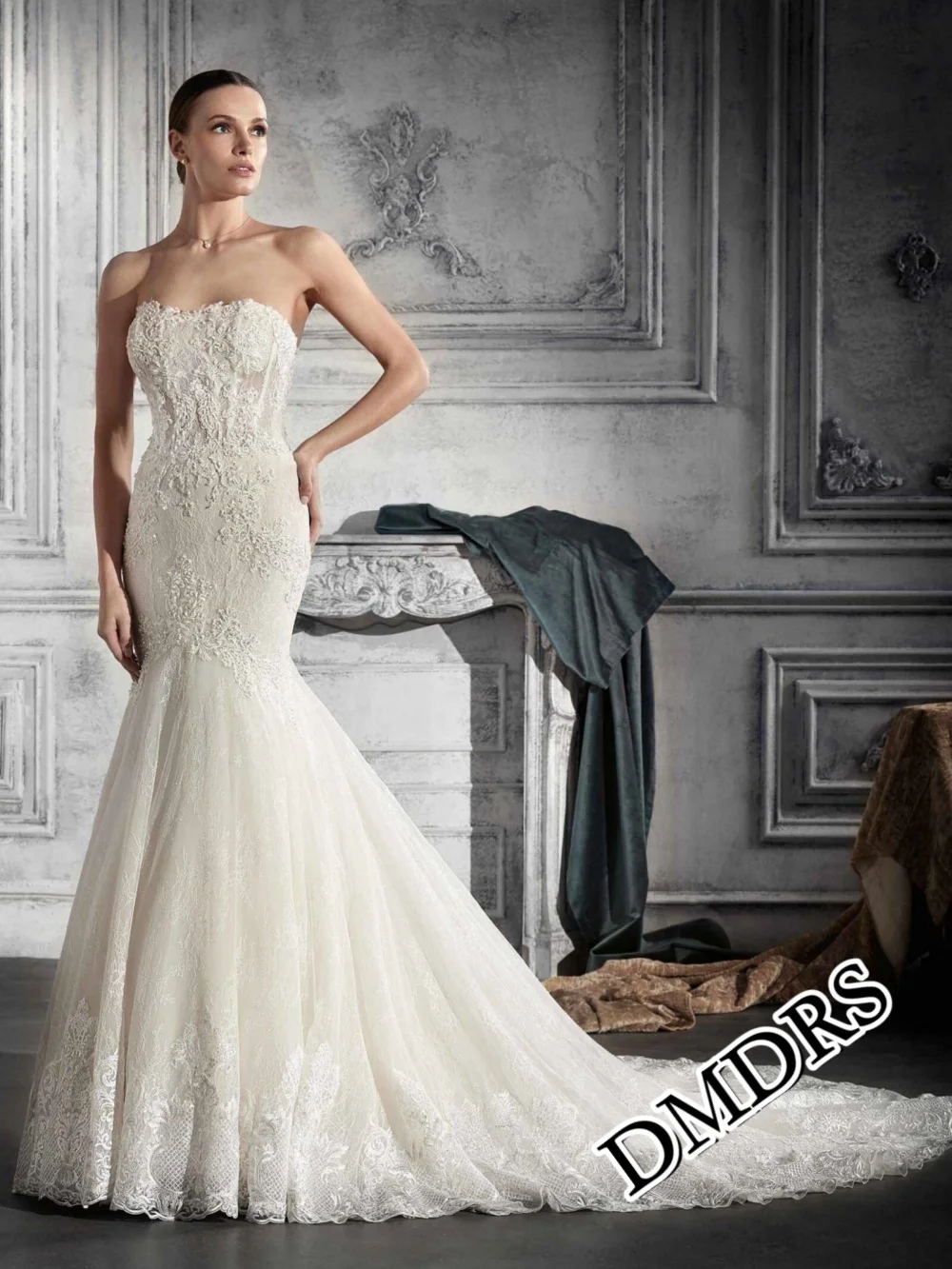 

DMDRS Elegant Mermaid Wedding Dress Classic Sleeveless Bridal Gowns Formal Appliquéd Floor-Length Wedding Gowns Vestidos De Novi