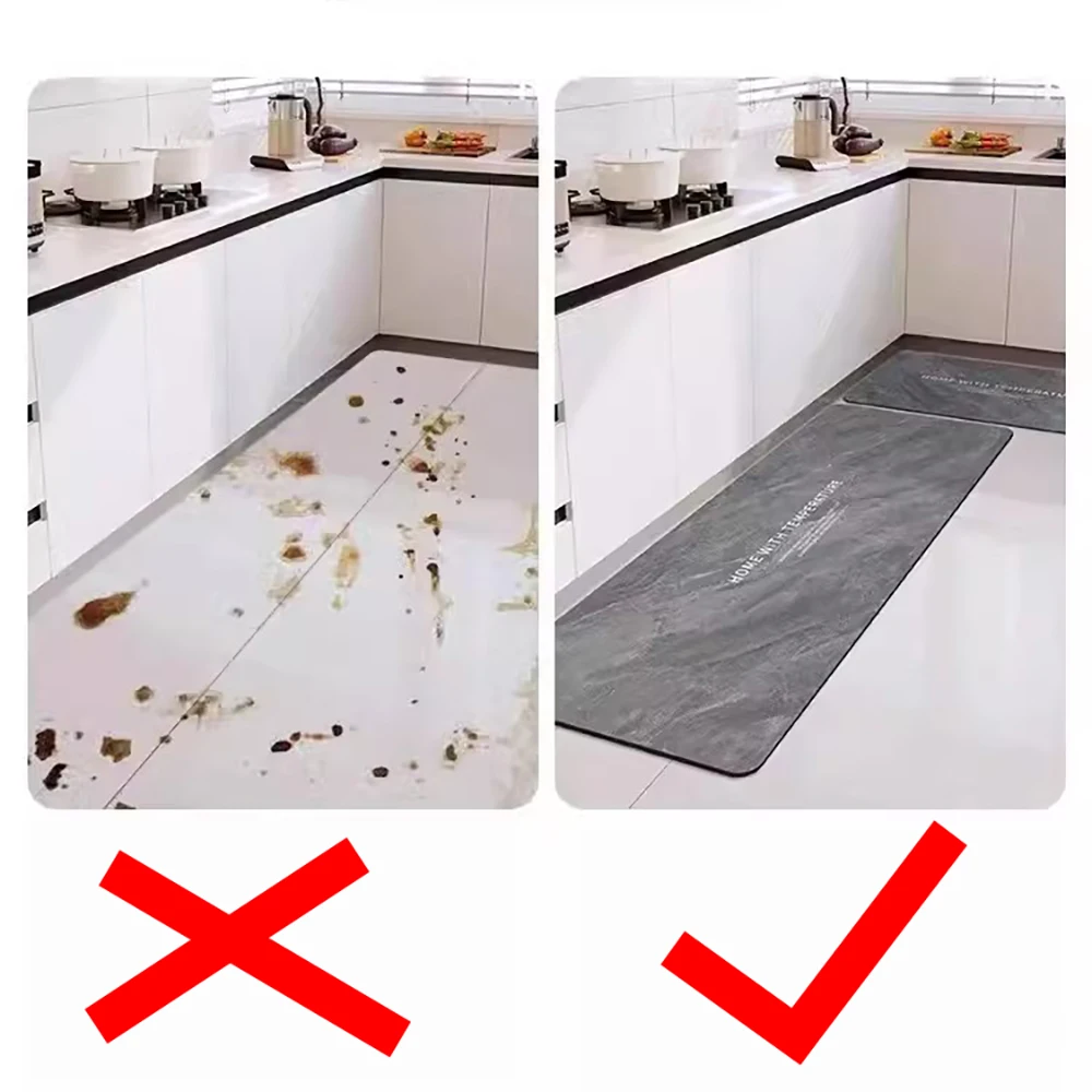 Diatomite Absorbent Carpet Rectangle Modern Long Rug Kitchen Accessories One Piece Foot Mat Anti Slip Bathroom Entrance Doormat