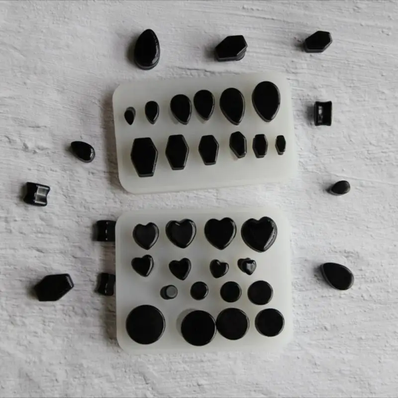 A52E 2Pcs Flexible Silicone Mold Gothics Themed Earrings Mould Piercing Ear Pendant Mold for Craft Lovers Jewelry Supplies