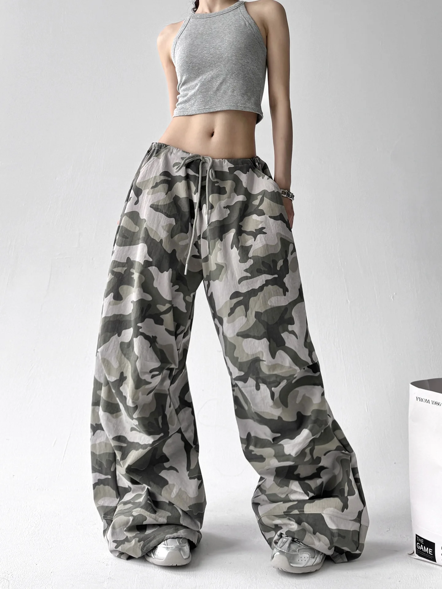 بنطال ذو قصة أرجل واسعة كحلي للنساء للخريف من الشنيل مقاس كبير حضري بسيط محبوك للكبار بنطال Altgoth رقيق فريد وبسيط