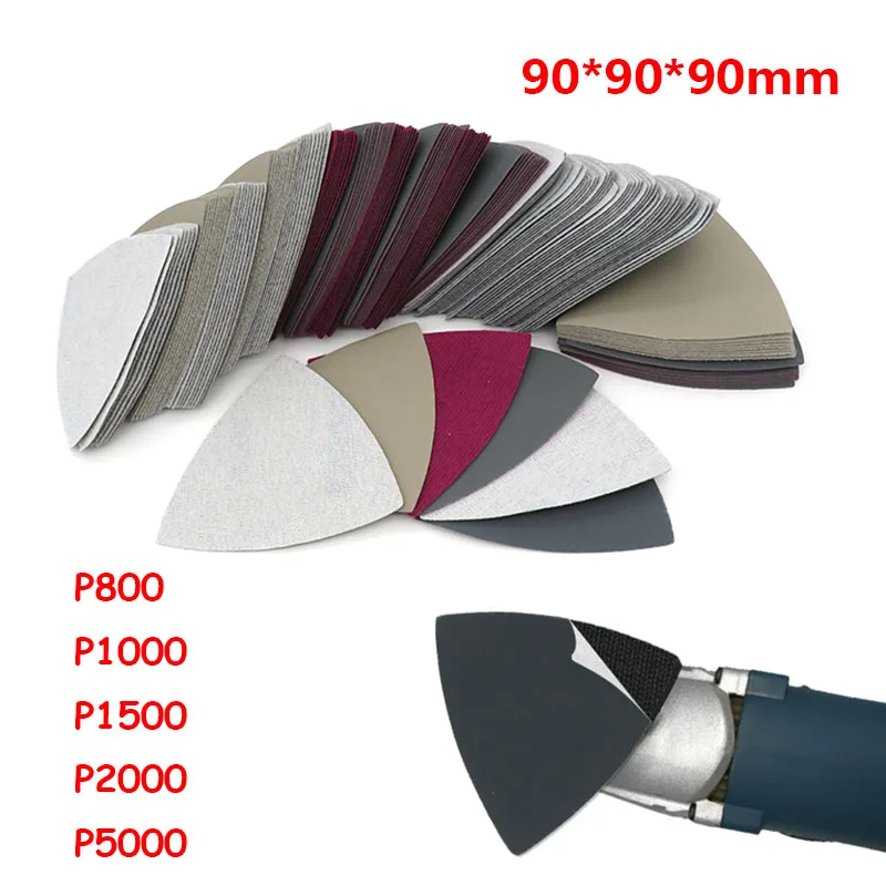 2/5/10/20/50 Pcs 90*90*90mm Triangle Flocking Sandpaper 800 1000 1500 2000 5000 Grit WET & DRY Abrasive Polishing Sanding Paper