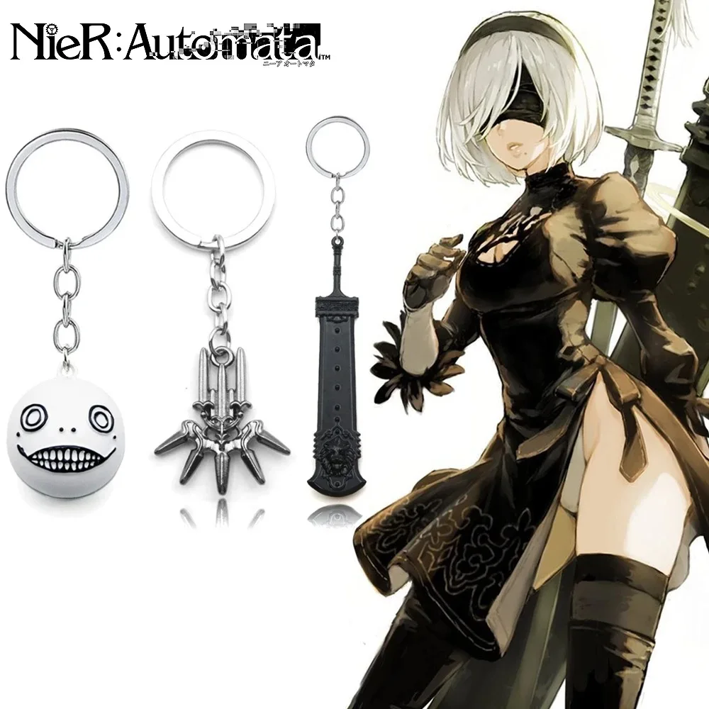 NieR Automata Pendant Keychain for Women Men Bag Car Metal Key Rings Charm Game Jewelry Cosplay Accessories Prop llavero