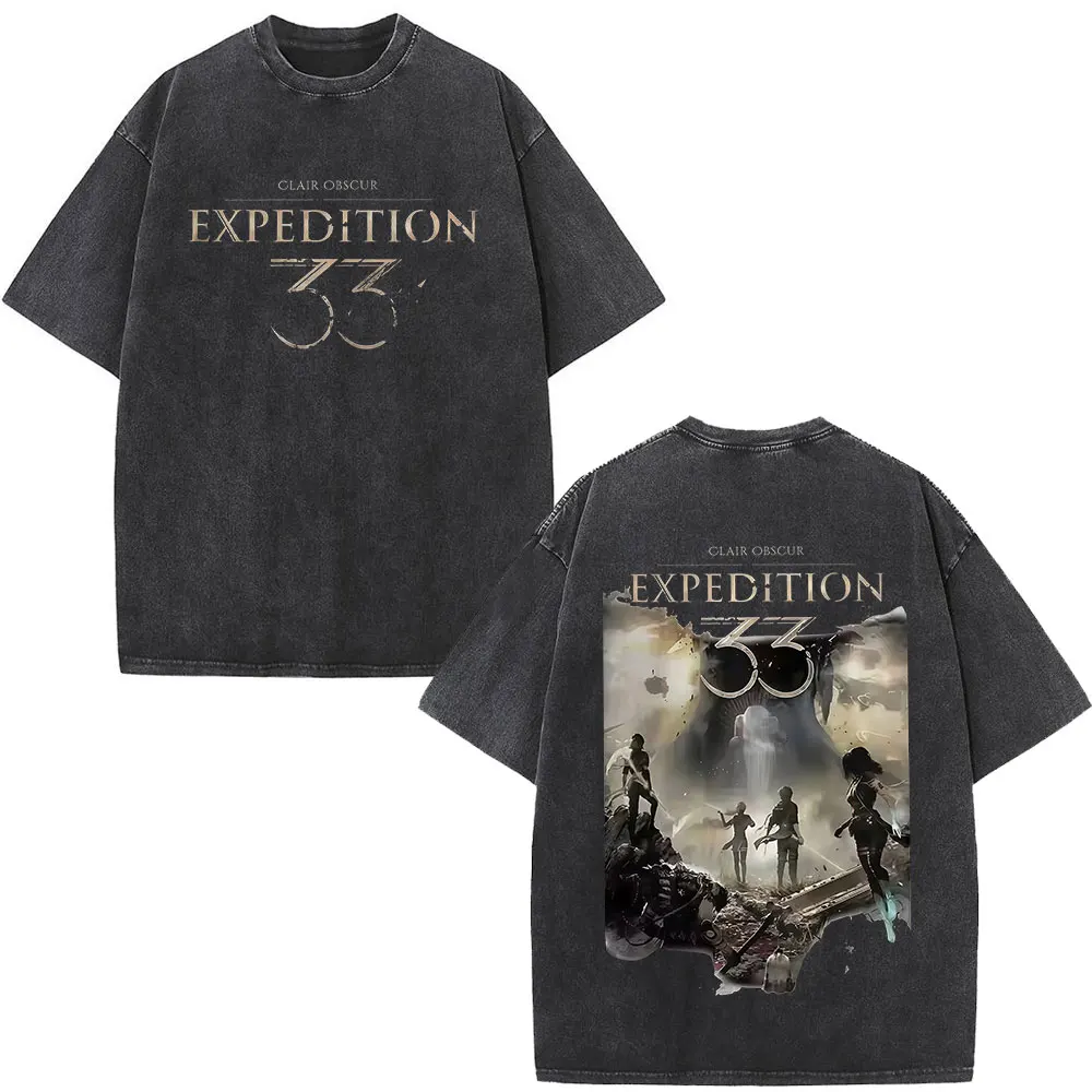 2025 لعبة Esquie كلير Obscur إكسبيديشن 33 غسلها تي شيرت الرجال الملابس موضة خمر تي شيرتات قصيرة الاكمام المشجعين هدية تي شيرت