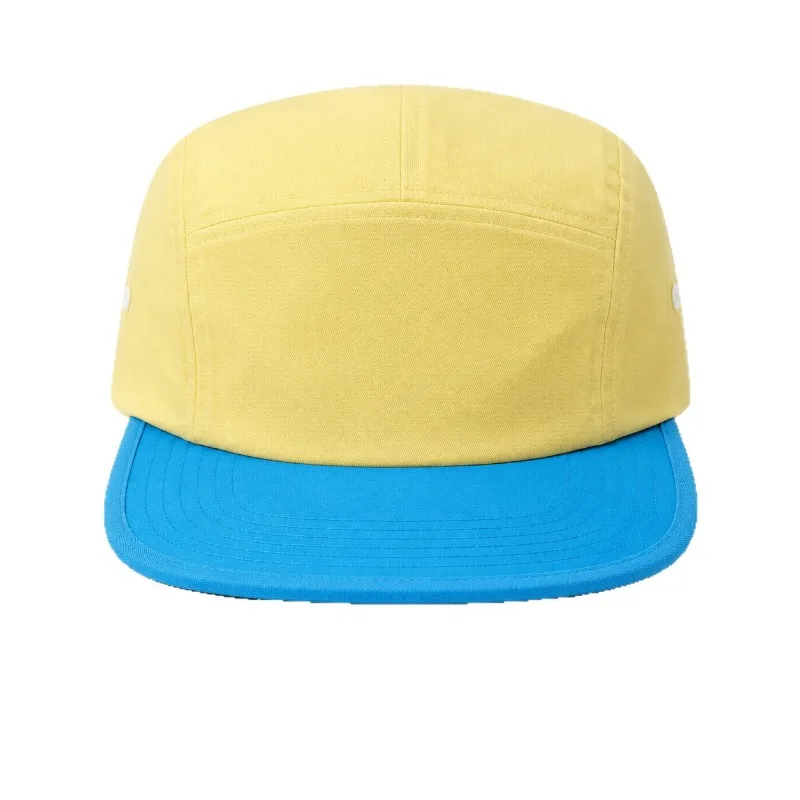 Custom Print Embroidered Logo Washed Cotton Color Matching Baseball Cap Outdoor Sunshade Camping Flat Brim Hat for Men and Women