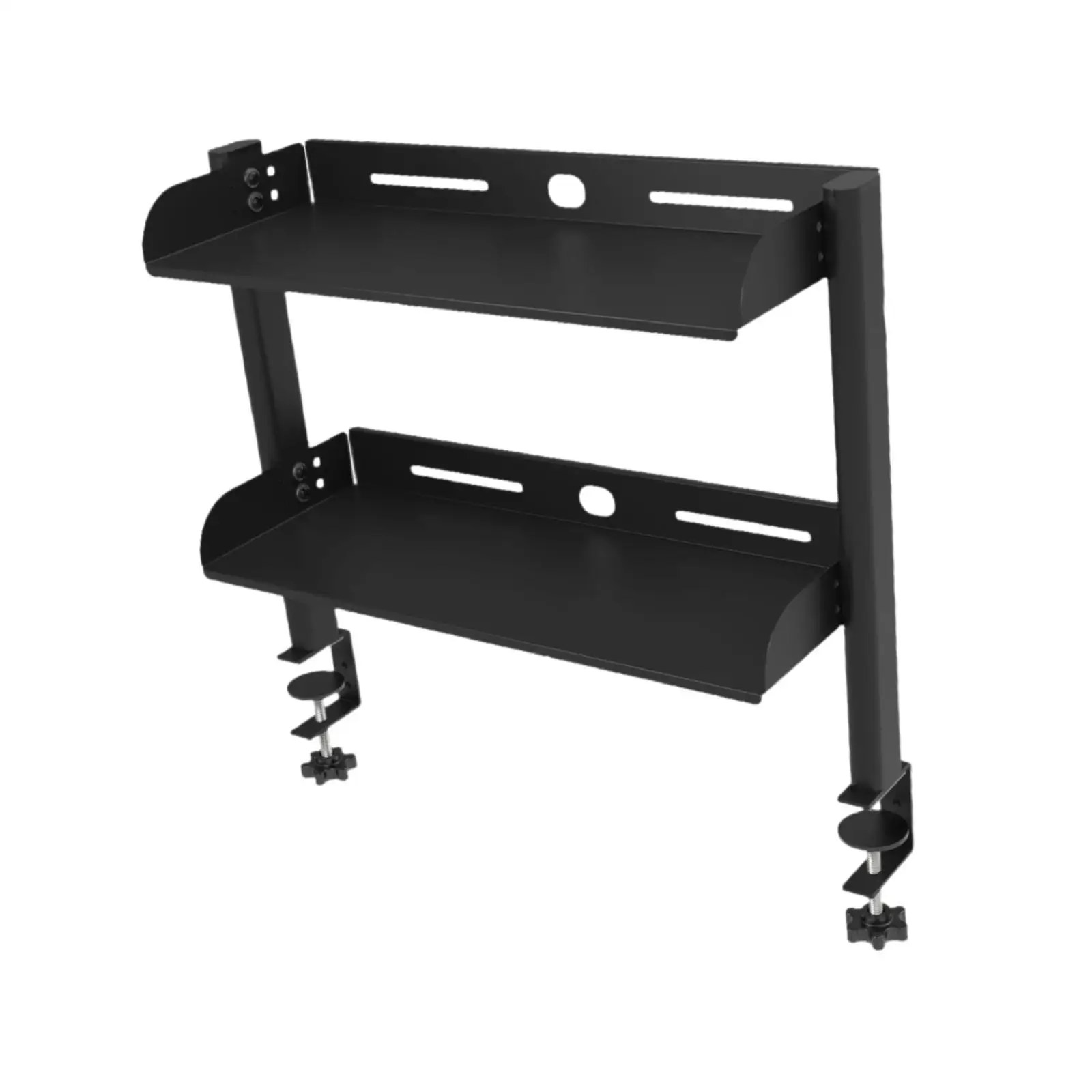 Clamp on Desk Shelf with Cable Management Large Capacity Carbon Steel Desktop Organizer for Monitor Stand Holder Under Table