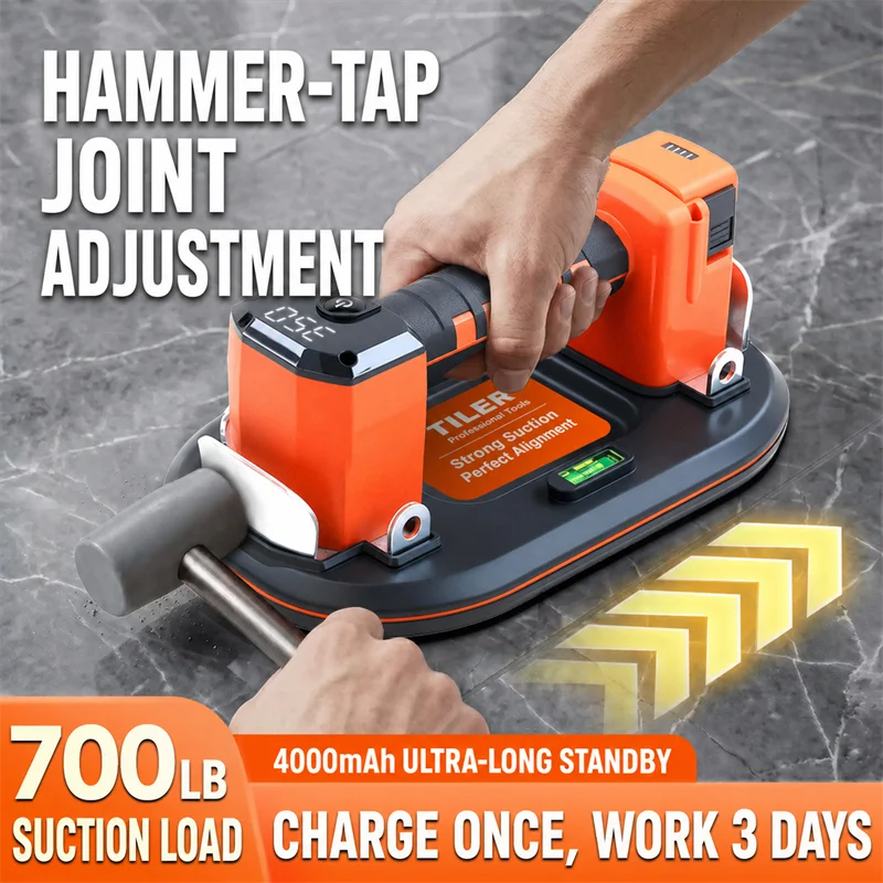 New Electric Suction Cup, 350 Kg Strong Suction, Dual Motors, Automatic Inflation, Suitable for Lifting Large Tiles and Glass.