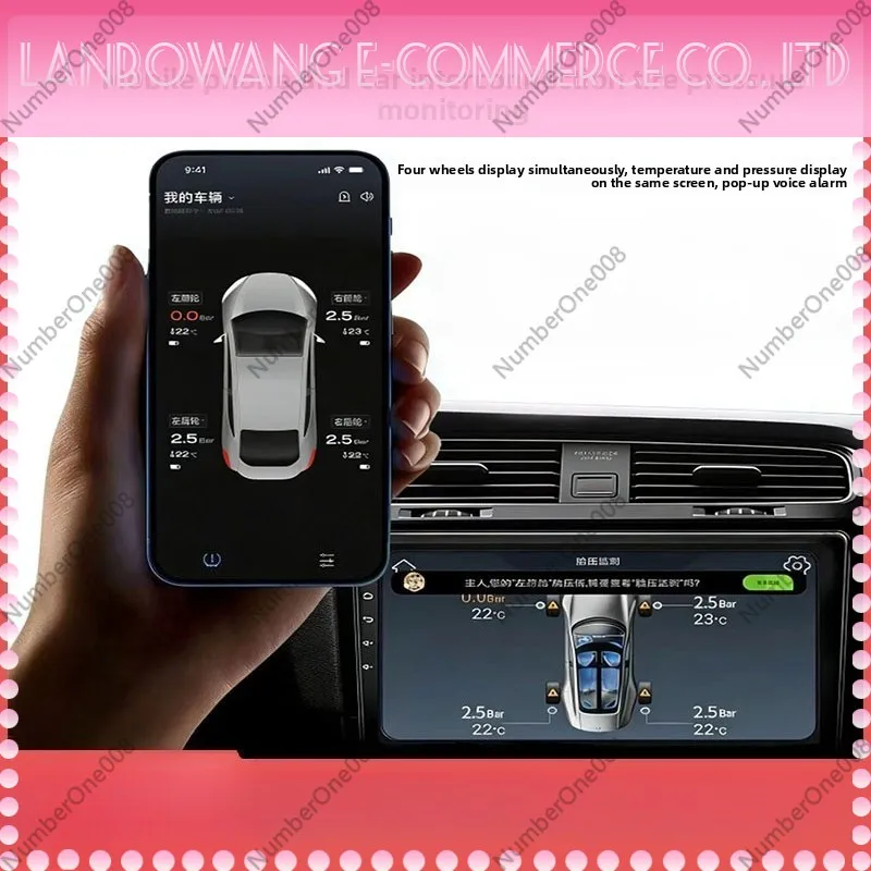 Android Big Screen TPMS Tire Pressure Monitoring Detector Voice Control Car Tire Monitor Built-in External Optional