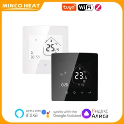 Minco calor preto/branco espelho termostato wifi tuya zigbee 3a/16a/25a aquecimento de piso/água/caldeira a gás controlador de temperatura