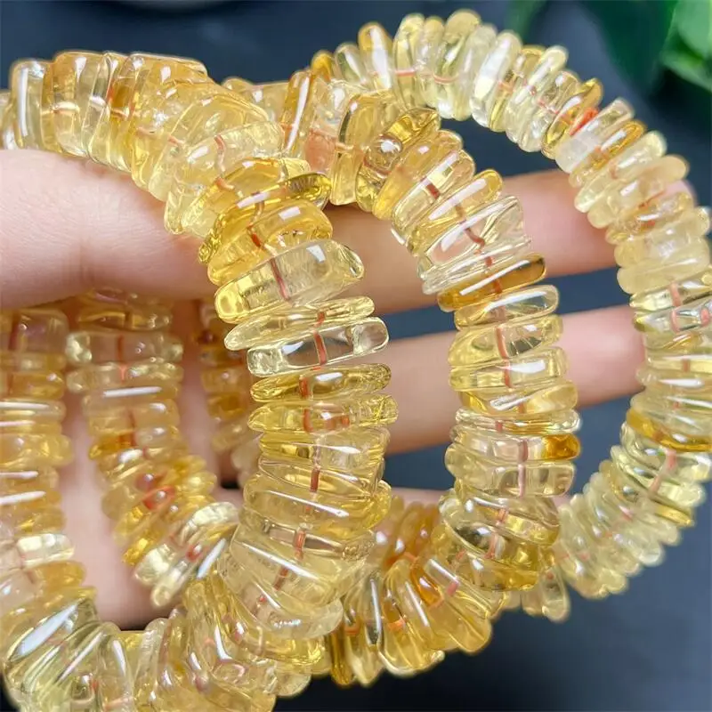 

Natural Citrine Gravel Stone Bead Bracelet Couple Energy Yoga Men Women Healing Fengshui Jewelry Gift 1pcs