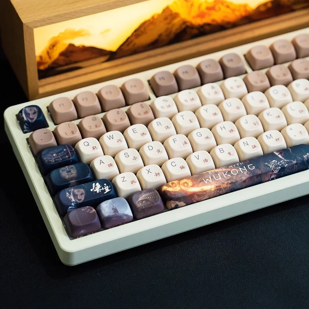 PBT Material 140 Keys black myth wukong Dye Sublimation MOA Profile Keycaps Fits MX Switches For Gaming Mechanical Keyboard