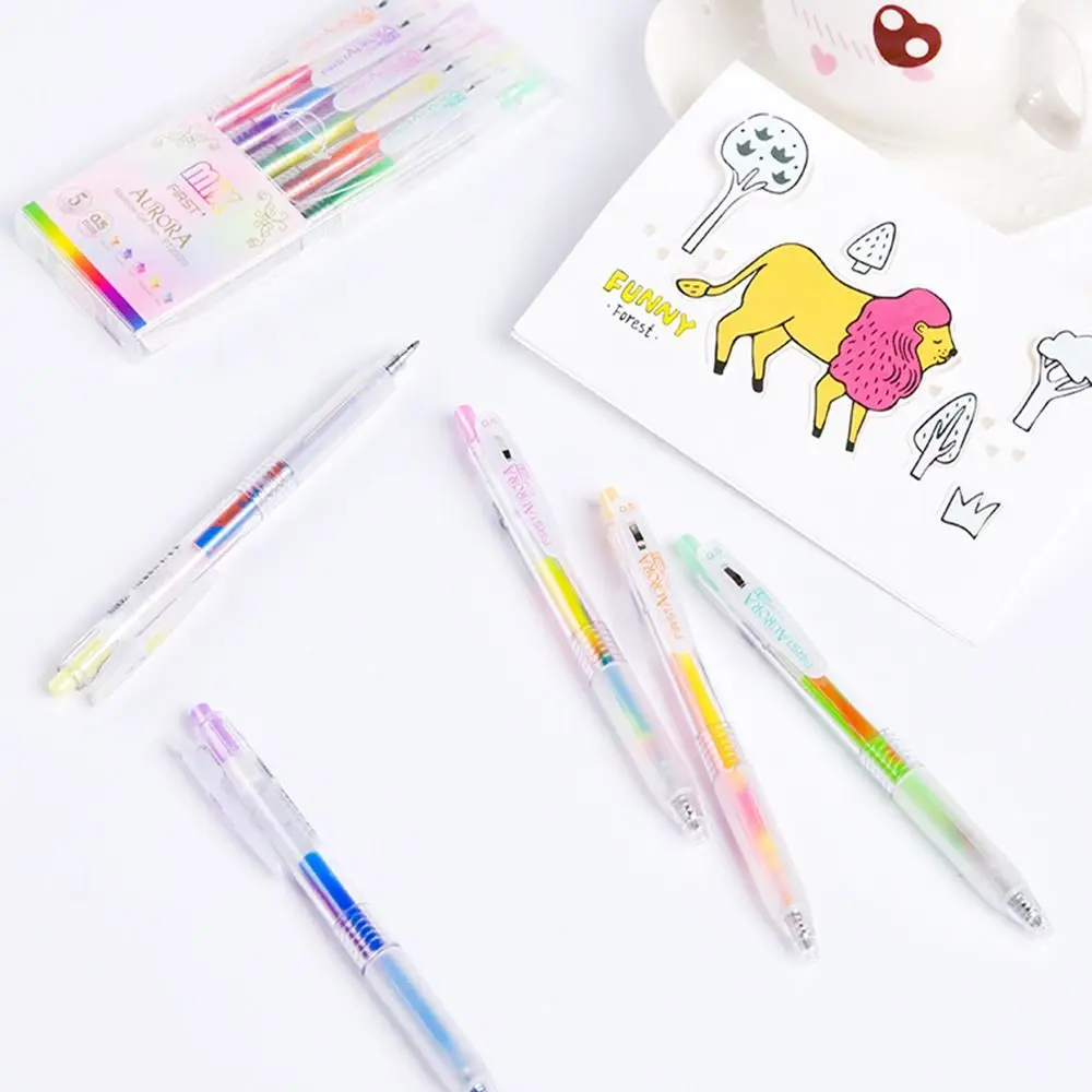 Student Stationery Colourful For Kids Children Rainbow Neutral Pen Press Gradient Gel Pen Writing Drawing Pen Keypoints Marker