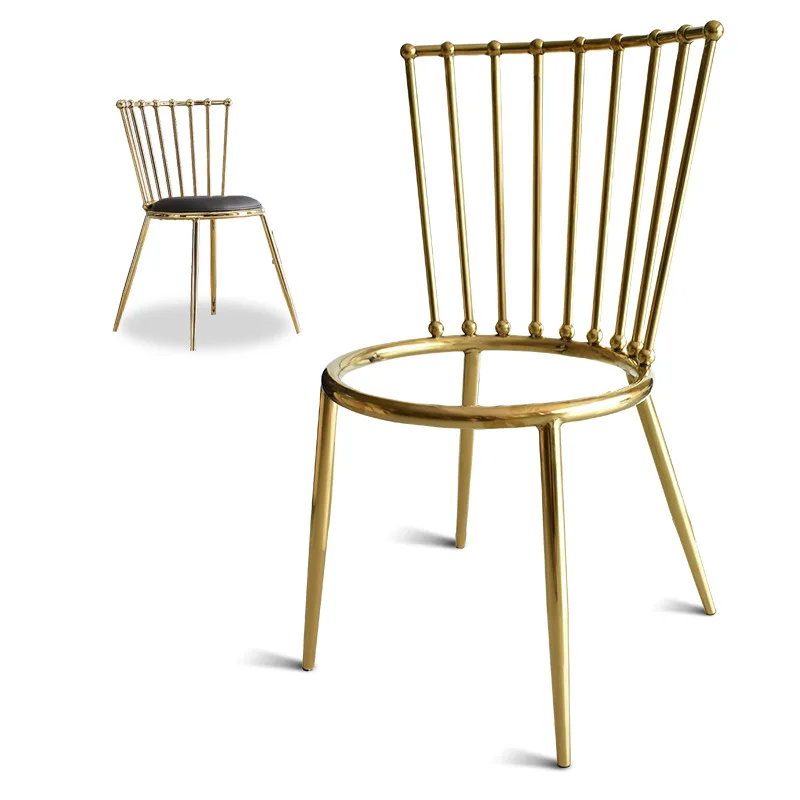 

Light luxury dining chair tripod Nordic simple chair accessories gold-plated fingerprint-free stainless steel backrest stool