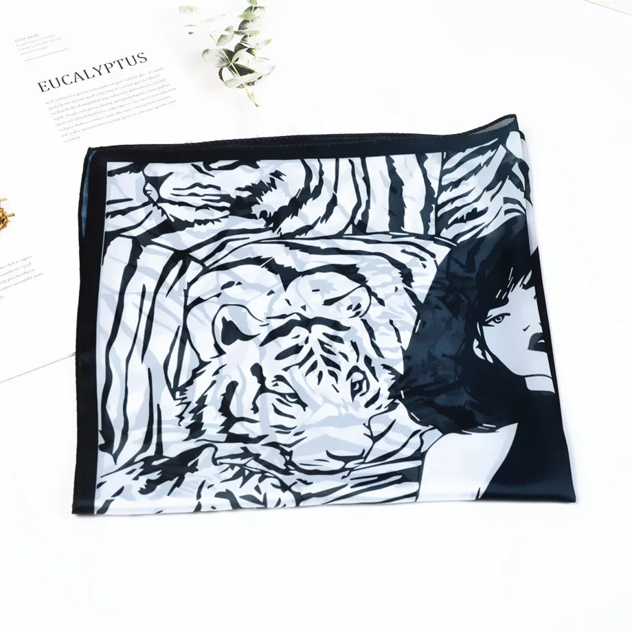 53cm Luxury Brand Tiger Square Silk Scarves Women Animal Trainer Kerchief Summer Neckerchief Spring Scarves For Ladies