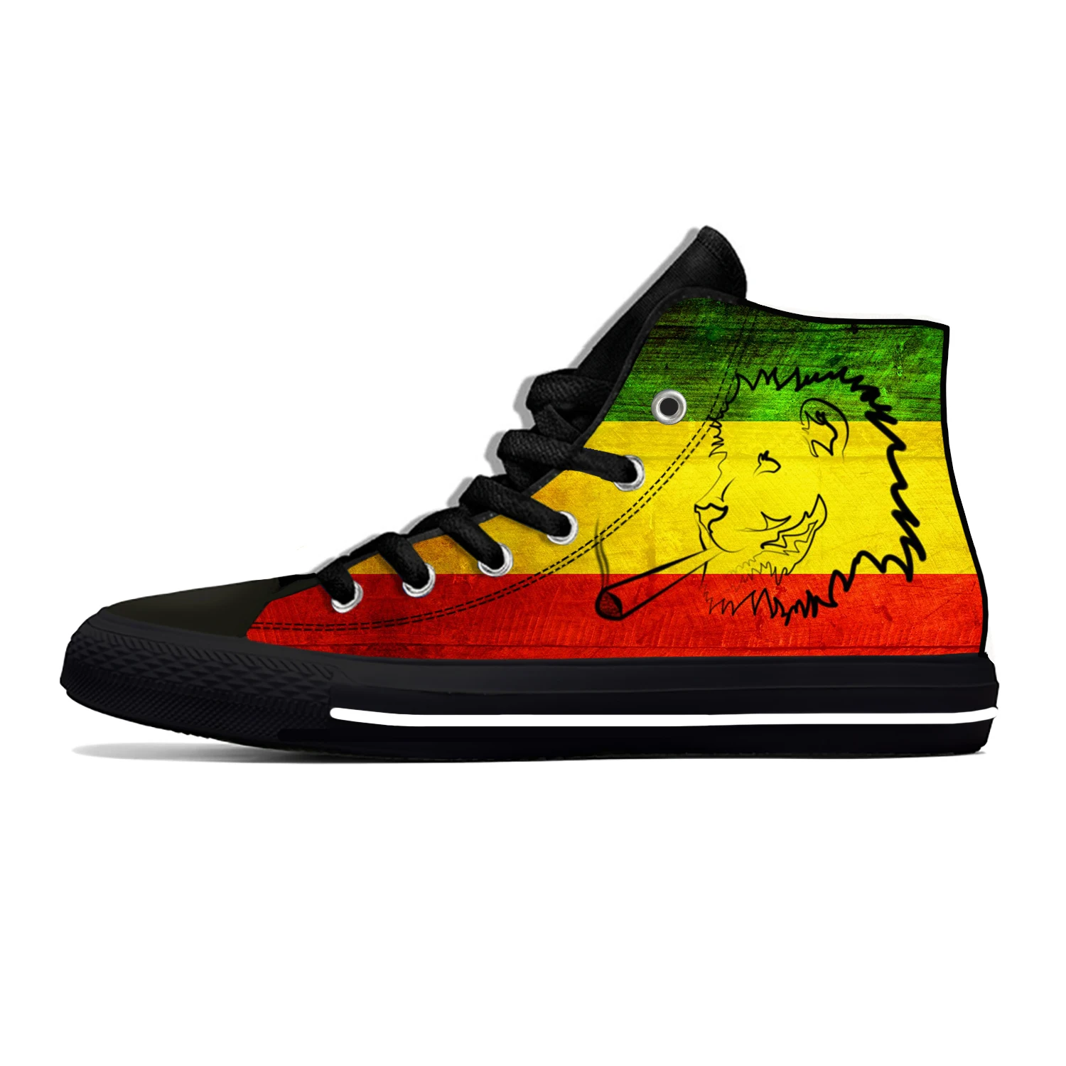 Äthiopien Flagge Löwe von Judah Reggae Rasta Mode lässig Stoff Schuhe High Top leichte atmungsaktive 3D-Druck Männer Frauen Turnschuhe