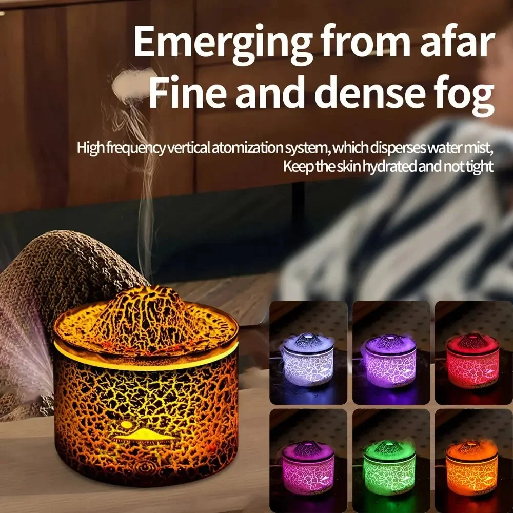 

Flame Volcano Humidifiers Diffusers With 7 Colored Lights Aromatherapy Diffusers Essential Home Room Decoration Fragrance