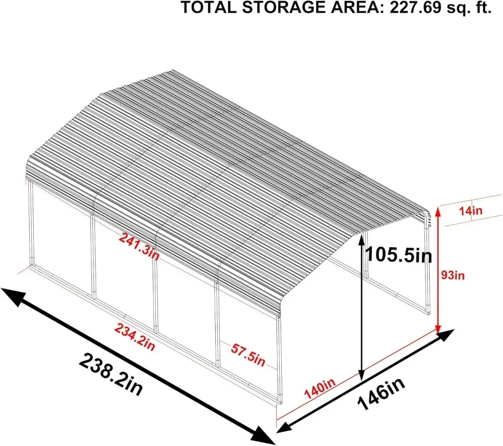 12 x 20 FT Metal Carport Kit, Outdoor Heavy Duty Garage Car Shelter Shade with Metal Roof, Frame and Bolts for Car, and Boats