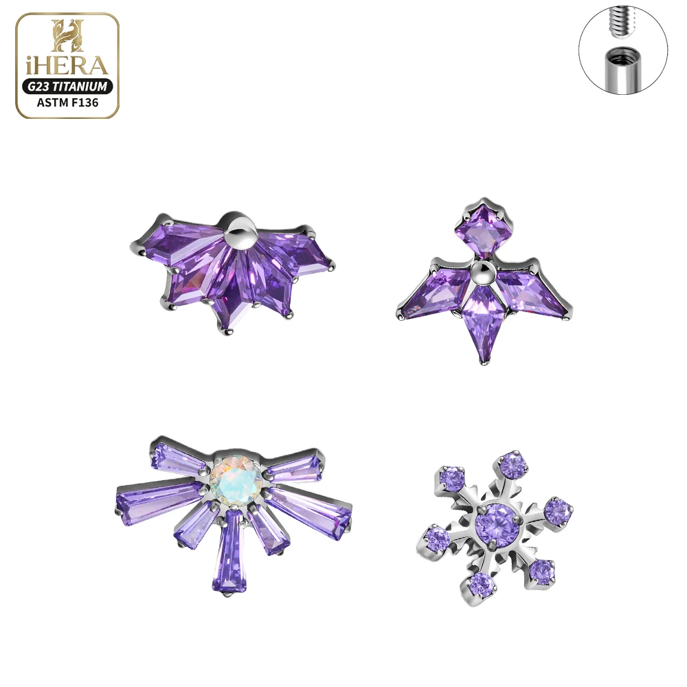 Marquise Lila CZ Ohrknorpel-Ohrring Helix-Piercing Großhandel ASTM F136 Titan Labret Tragus Flat-Back Stud Schmuck-Set