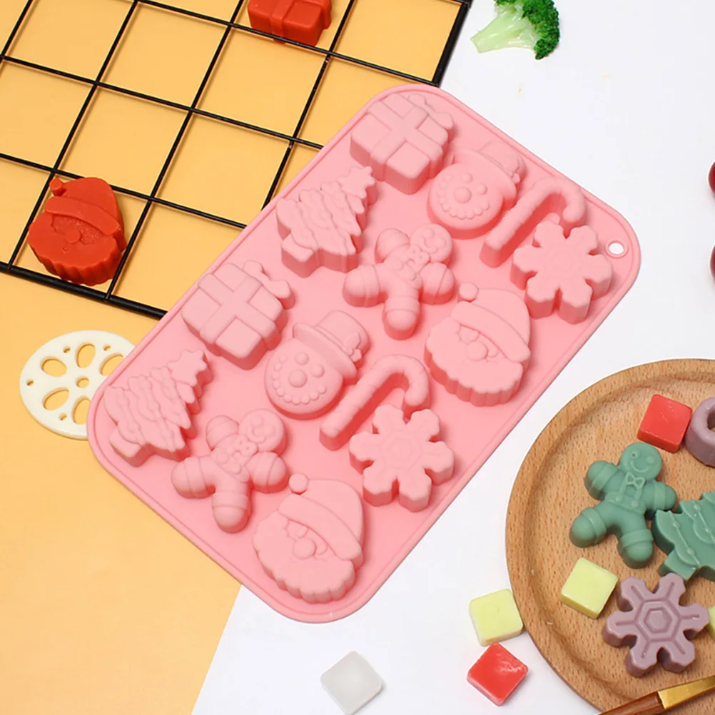 

2Pcs Christmas Cake Baking Molds Silicone Chocolate Tools DIY Grey Pink Easy Demould Fast Clean Safe Practical Holiday Gifts