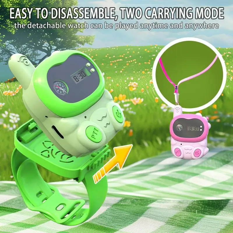 Walkie Talkie Orologi per bambini 2X Walkie-talkie per cartoni animati per bambini con luci a LED Telefono per chiamate remote con orologio e bussola