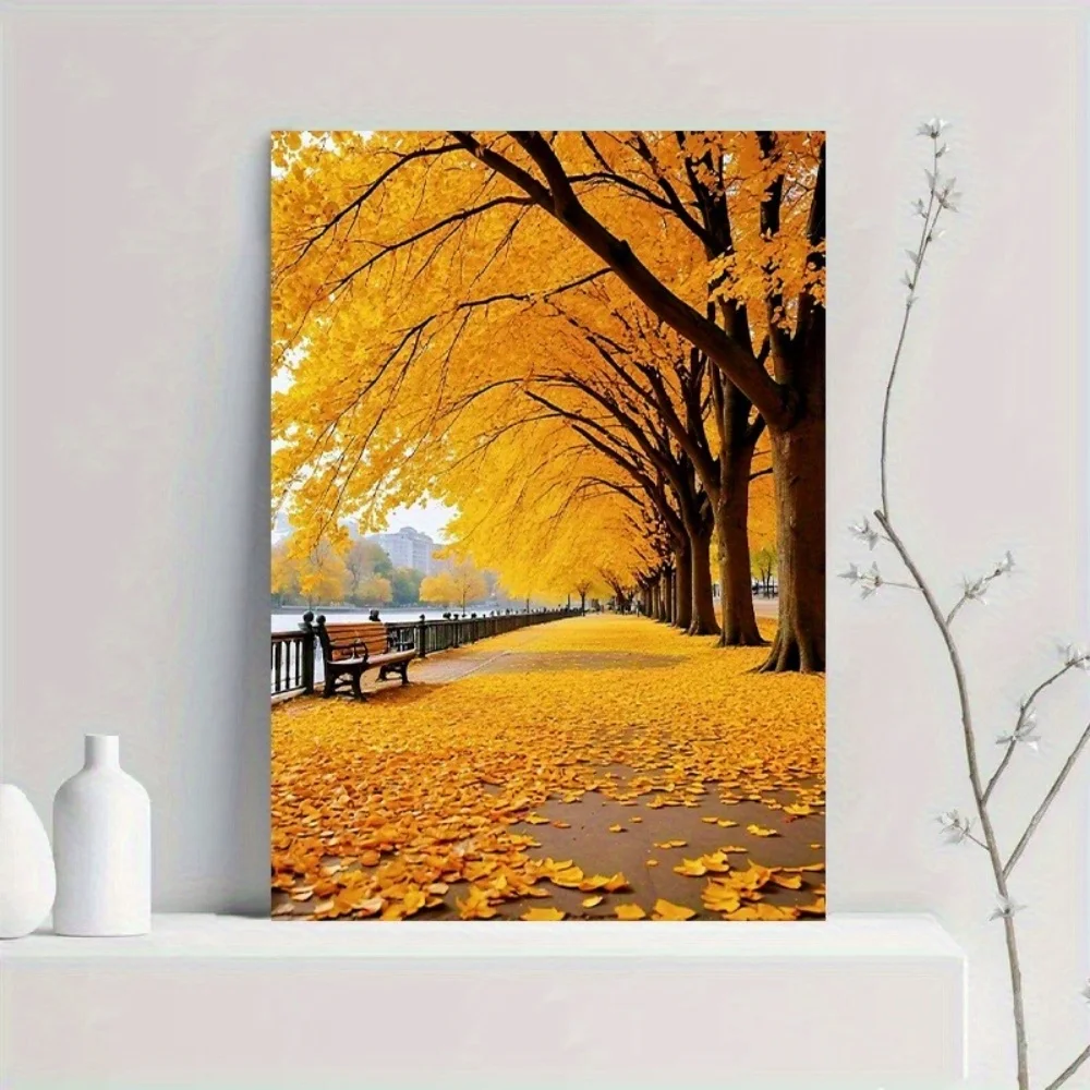 Ginkgo Autumn Canvas Print, Vivid Fall Leaves Wall Art, Suitable for Home Decor, Ideal Gift for Holidays and Festivals,Hallow