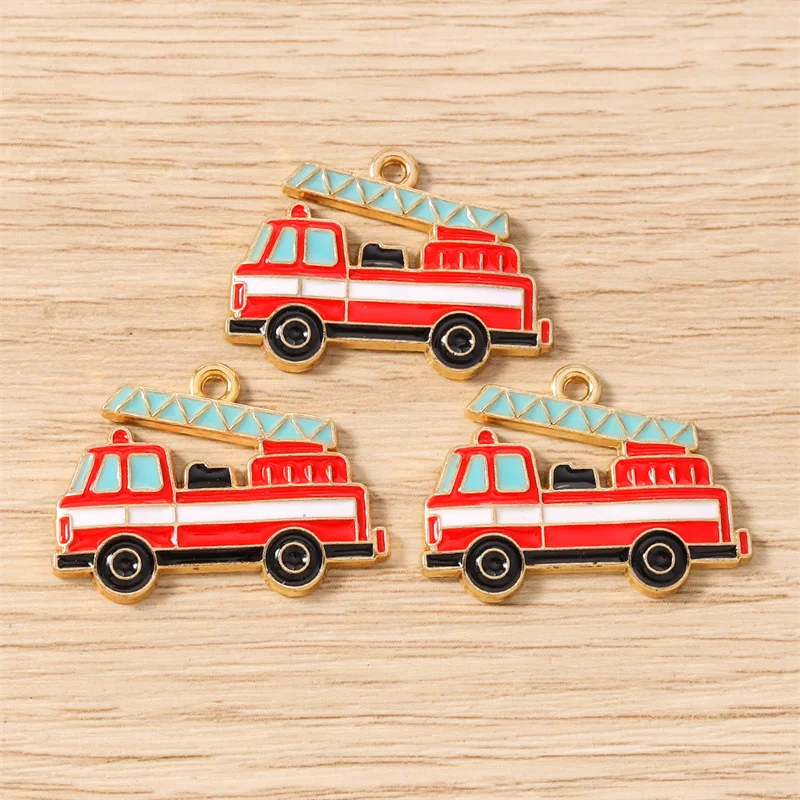 Tusember 10 Stück Feuerwehr-Anhänger Feuerwehrwagen Hydrant Stiefel Helm Charms für Halsketten Ohrringe Armbänder Schmuckherstellung – Detail 10