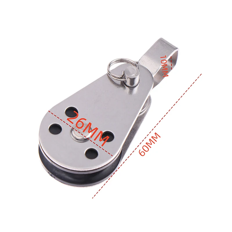 Marine-Grade 316 Stainless Pulley - 25mm Single Wheel Rope Block for Kayak Rigging & Boat Lifting (Swivel Design)