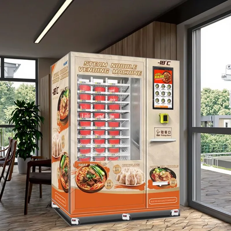 Custom Hot Selling Products Noodle Vending Machine Dumpling Noodle Ramen with Freezer and Hot Water Steam with SDK