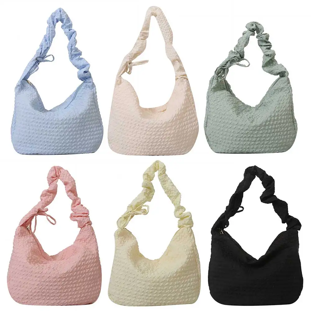 Women Soft Underarm Bag Drawstring Zipper Armpit Bag Strap Adjustable Versatile Casual Slouchy Shopper Bag