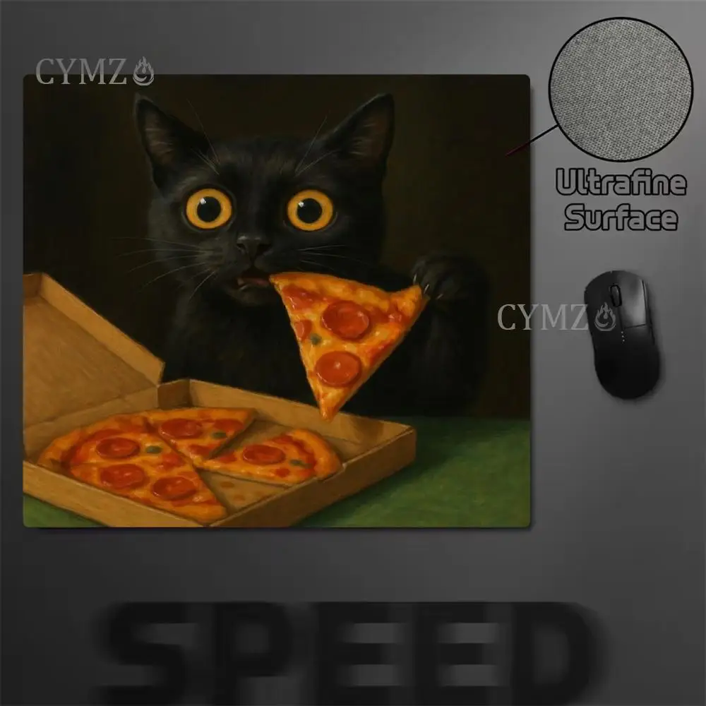Alfombrilla de ratón para gato y Pizza, alfombrillas grandes para mesa de juegos de oficina y ordenador, alfombrillas pequeñas de goma antideslizantes para teclado de juegos