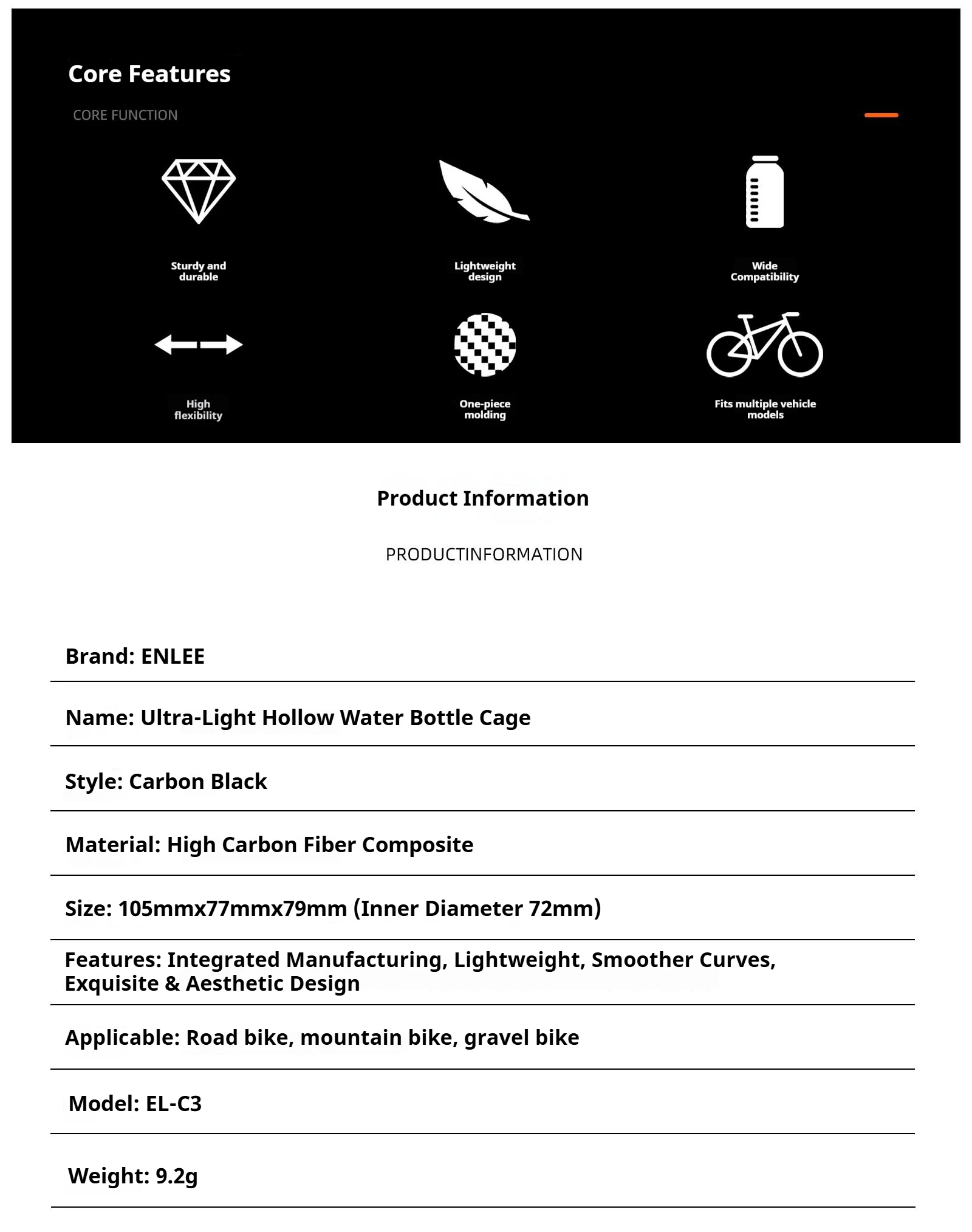 9g Ultraleichter Carbonfaser-Fahrradflaschenhalter Aero Hochwertiger Kohlefaser-Flaschenhalter für MTB Rennrad-Zubehör – Detail 2